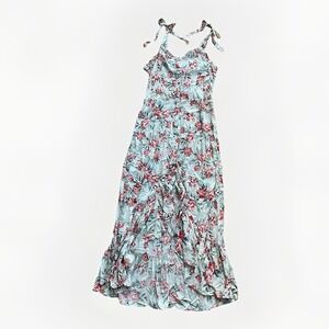 NEW Angie Floral Sleeveless Button Ruffle Smocked Dress Multicolor Small NWT